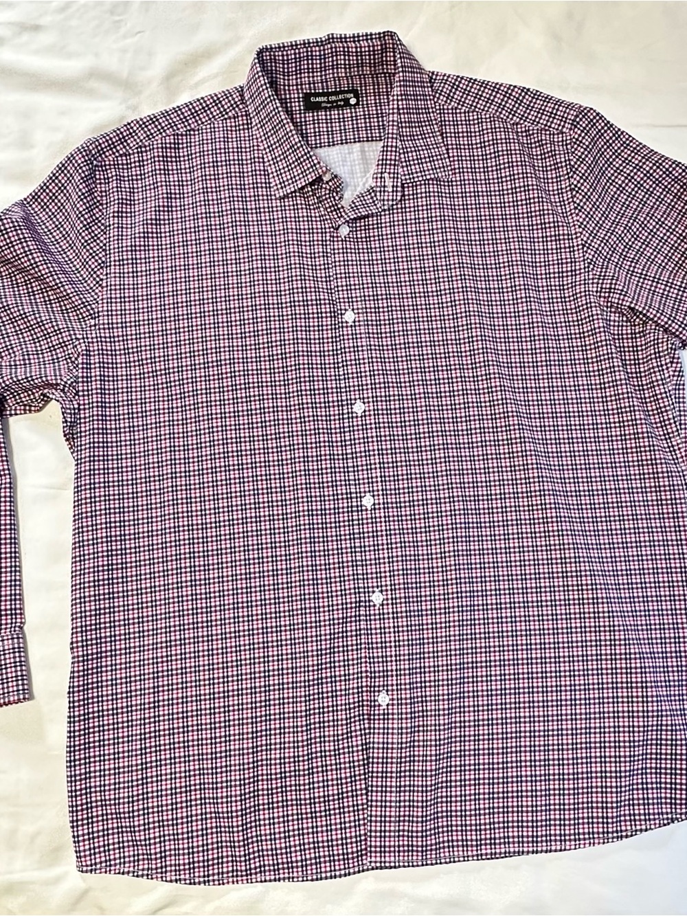Classic Men's Long-Sleeve Check Shirt in Burgundy and Navy by Claiborne